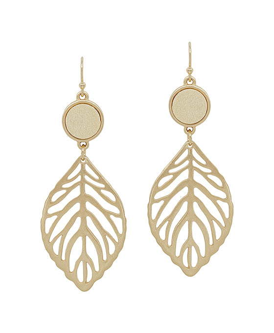 Wood Accent Leaf Casting Earring
