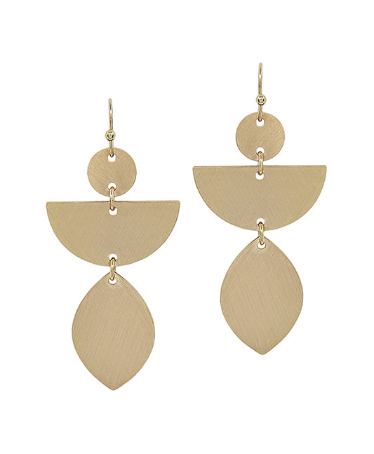 Leaf Shaped Geo Metal 3 Drops Earring