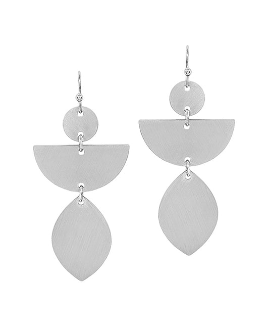 Leaf Shaped Geo Metal 3 Drops Earring