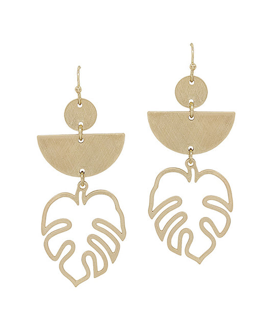 Semi Circle & Leaf Shape Metal Drop Earring