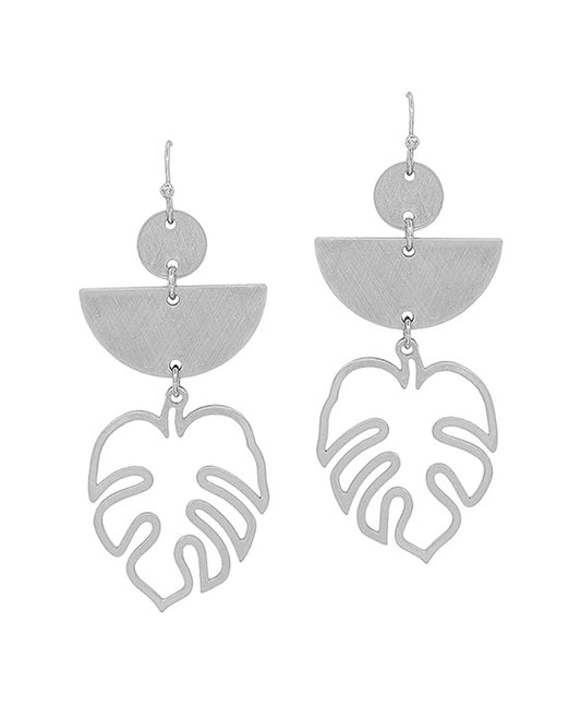 Semi Circle & Leaf Shape Metal Drop Earring