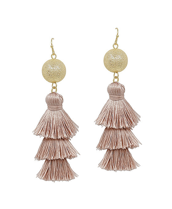 Discoball Metal Post Tassel Earring