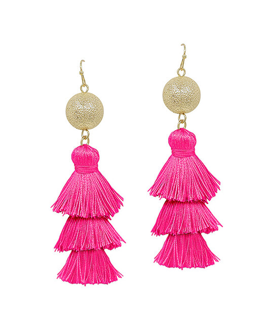 Discoball Metal Post Tassel Earring