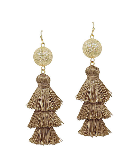 Discoball Metal Post Tassel Earring