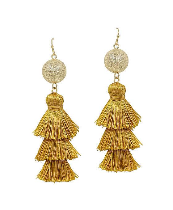 Discoball Metal Post Tassel Earring