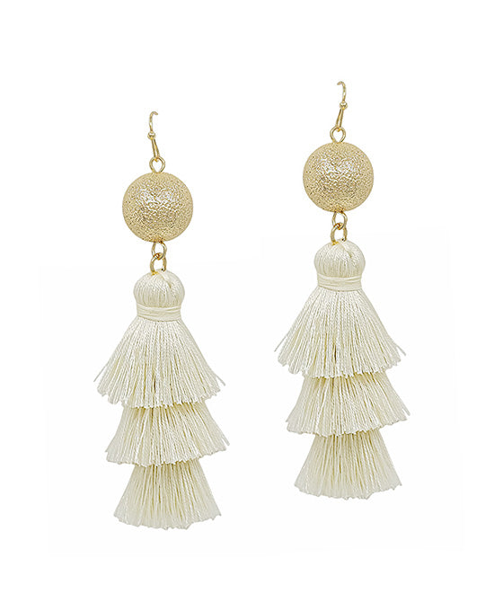 Discoball Metal Post Tassel Earring