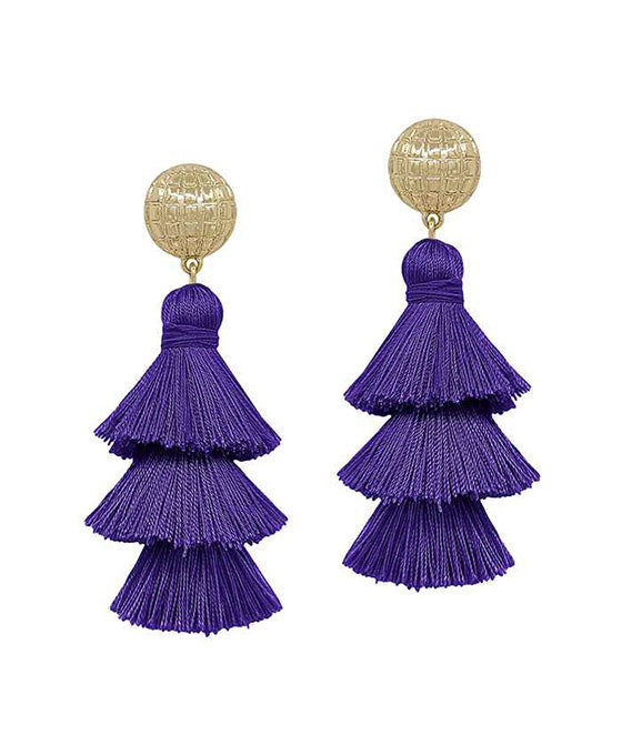 Discoball Metal Post Tassel Earring