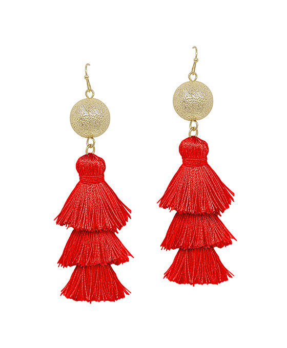 Discoball Metal Post Tassel Earring