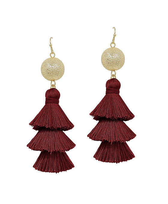Discoball Metal Post Tassel Earring