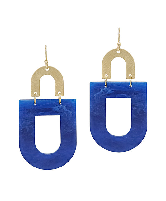 Geo Shape Acetate & Metal Drop Earring