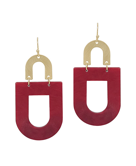 Geo Shape Acetate & Metal Drop Earring