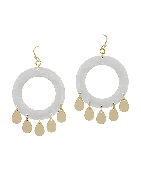 Round Acetate w/ Metal Charm Earring