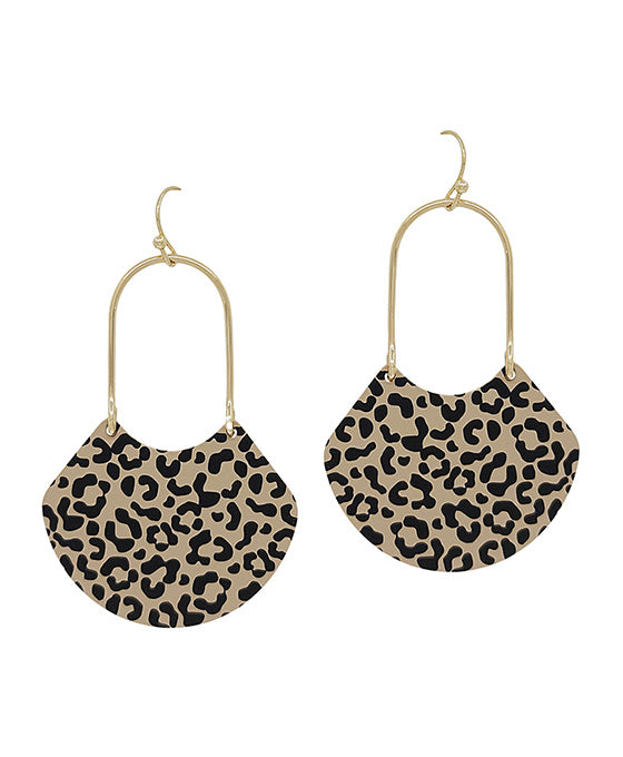 2 Inches Leopard Printed Color Metal Earring