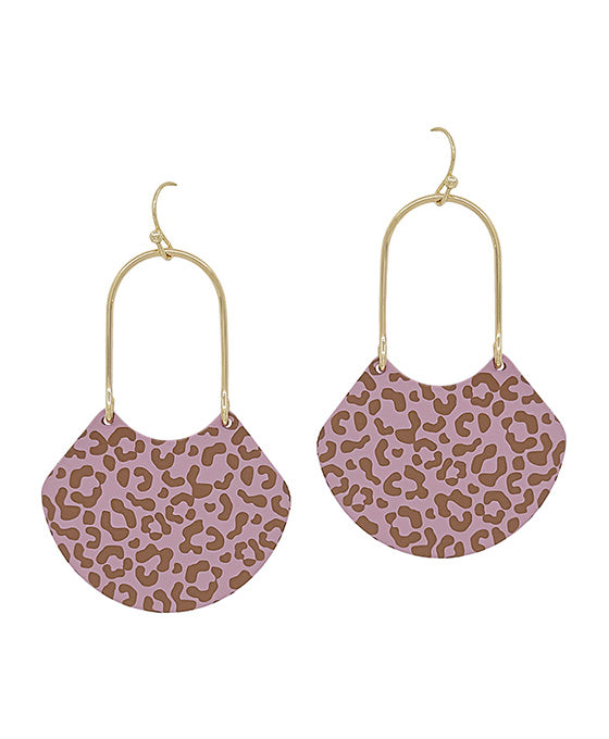 2 Inches Leopard Printed Color Metal Earring