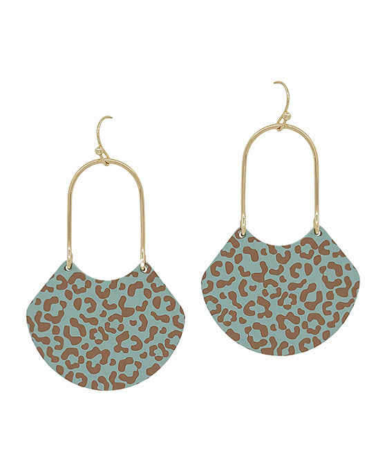2 Inches Leopard Printed Color Metal Earring
