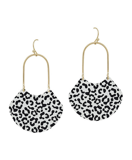 2 Inches Leopard Printed Color Metal Earring