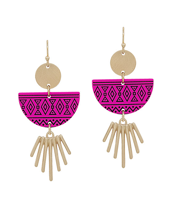 Geo Shape Printed Color Metal Earring