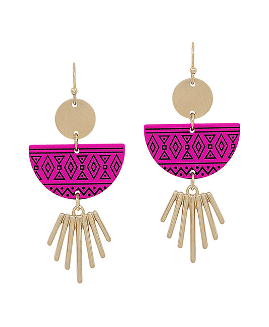 Geo Shape Printed Color Metal Earring