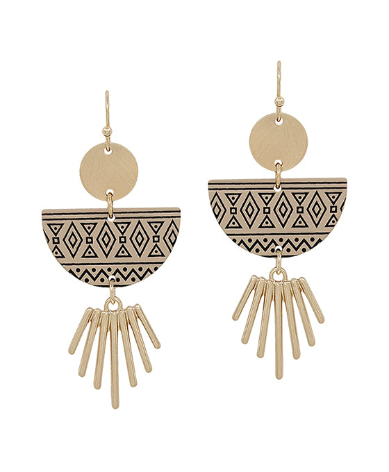 Geo Shape Printed Color Metal Earring