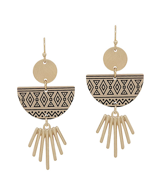 Geo Shape Printed Color Metal Earring