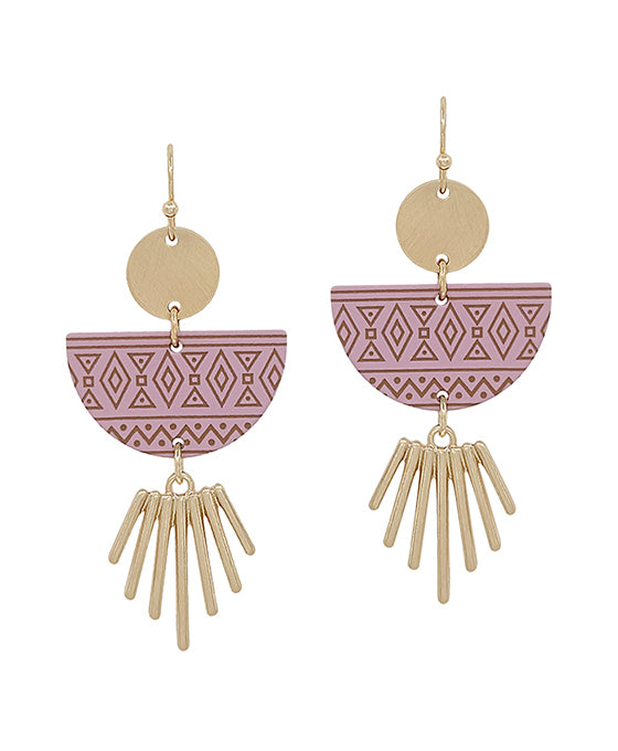 Geo Shape Printed Color Metal Earring