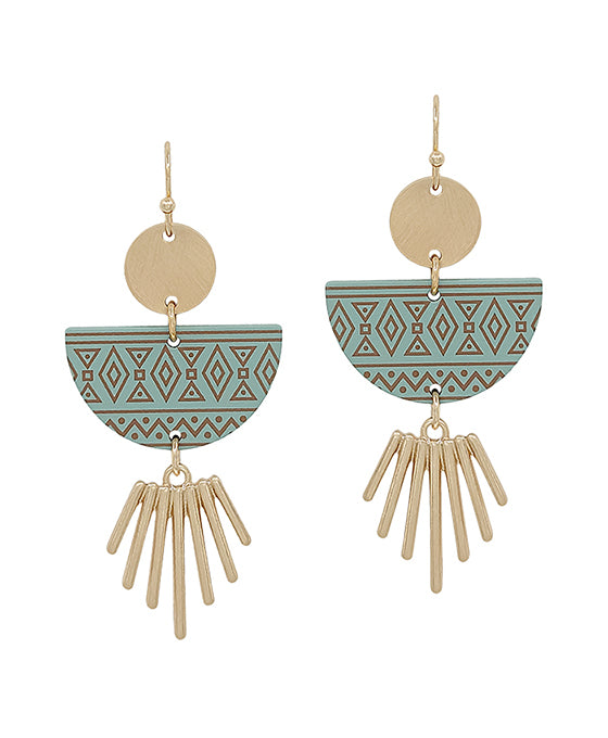 Geo Shape Printed Color Metal Earring