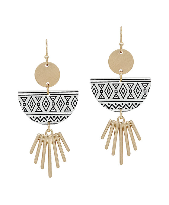 Geo Shape Printed Color Metal Earring