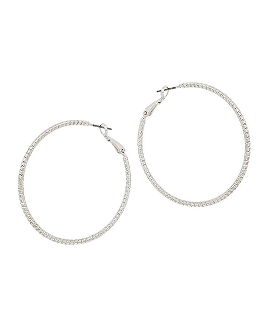 50mm Textured Thin Hoop Earring