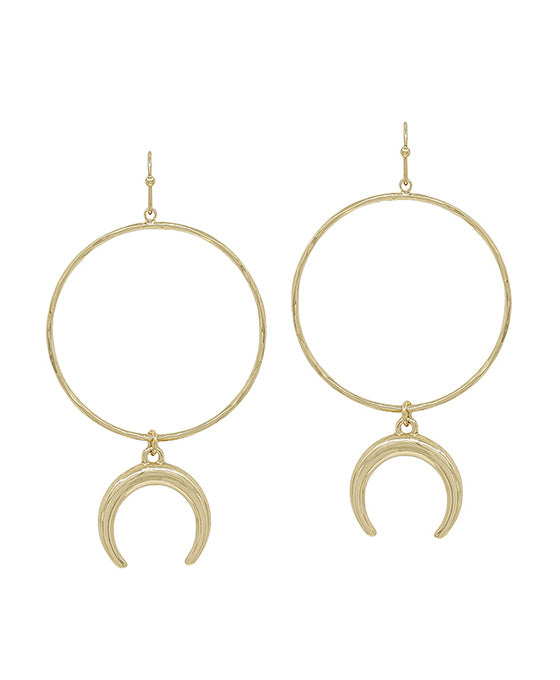 Round Casting w/ Crescent Charm Earring