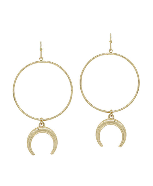 Round Casting w/ Crescent Charm Earring