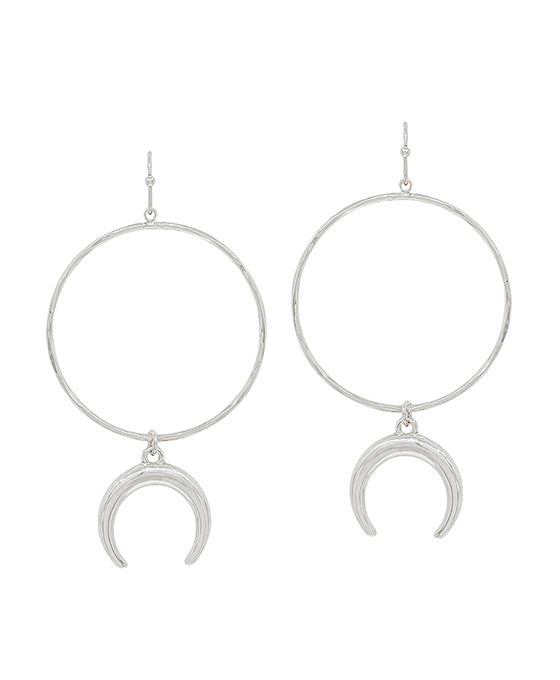 Round Casting w/ Crescent Charm Earring