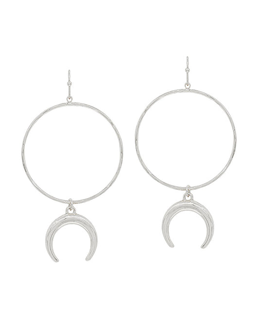 Round Casting w/ Crescent Charm Earring