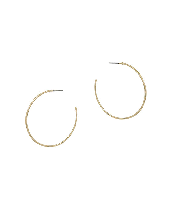 40mm Thin Hammered Metal Hoop Earring