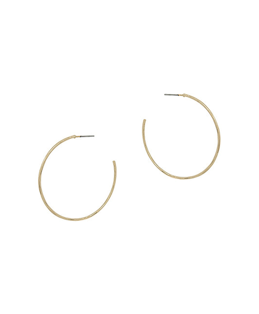 40mm Thin Hammered Metal Hoop Earring