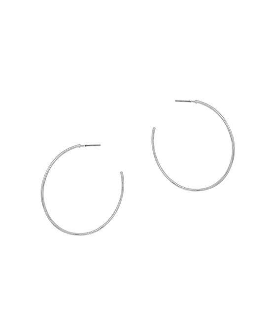 40mm Thin Hammered Metal Hoop Earring