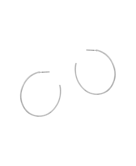 40mm Thin Hammered Metal Hoop Earring