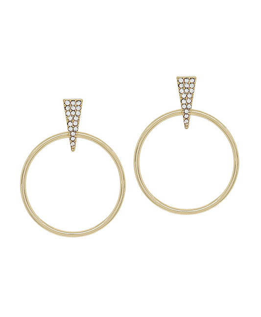 Triangle Pave Accent Round Hoop Earring