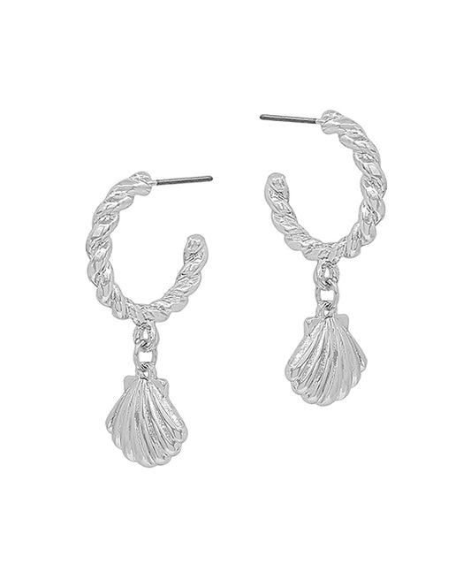 Shell Charm Metal Small Hoop Earring