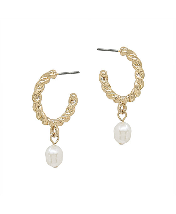 Twisted Metal w/ Freshwater Pearl Earring