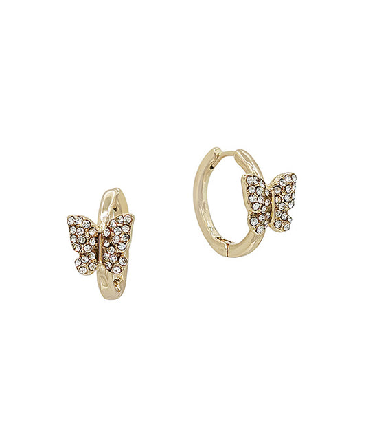 Pave Butterfly Huggie Earring