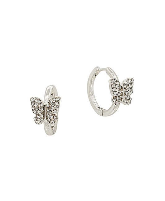 Pave Butterfly Huggie Earring