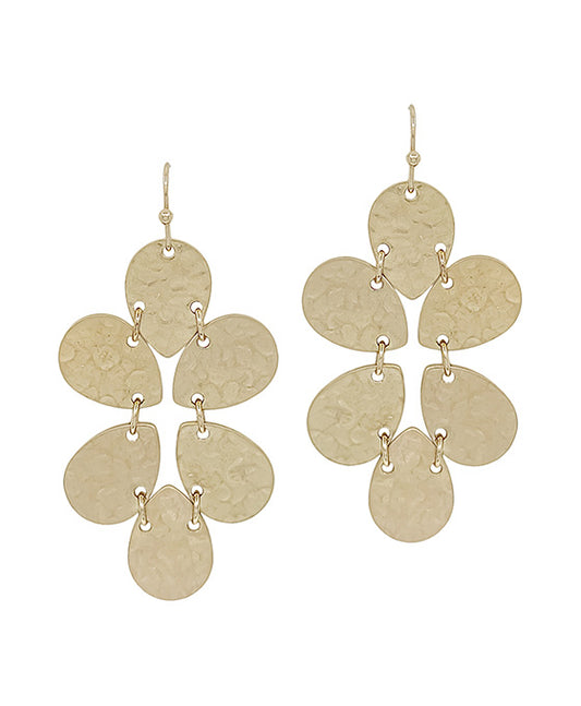 Leaf Shape Hammered Metal Earring