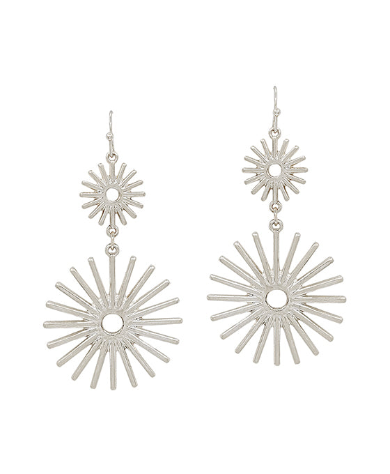 Double Sun Burst Shape Metal Earring