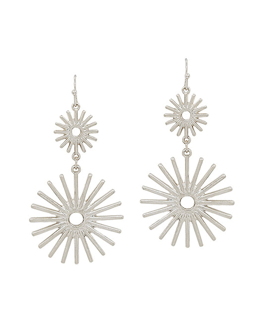 Double Sun Burst Shape Metal Earring
