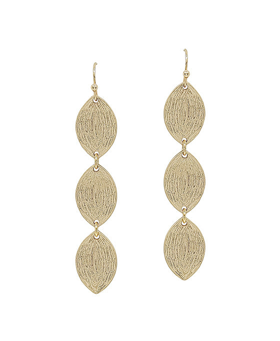 3 Drops Textured Teardrop Metal Earring