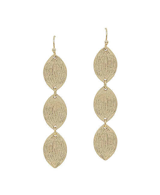 3 Drops Textured Teardrop Metal Earring