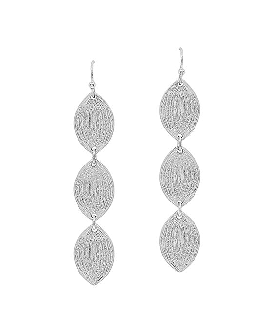 3 Drops Textured Teardrop Metal Earring