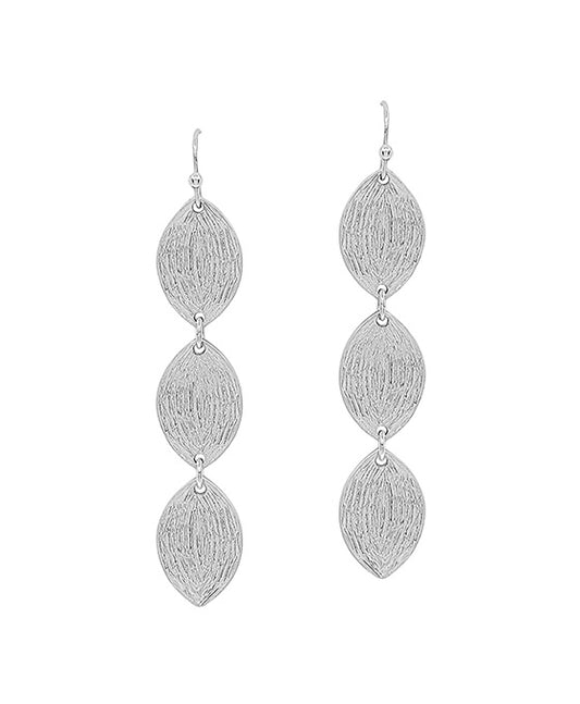 3 Drops Textured Teardrop Metal Earring