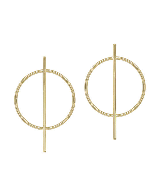 1.75Inches Bar Accent Round Metal Earring