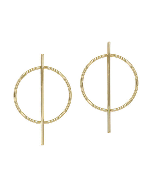 1.75Inches Bar Accent Round Metal Earring